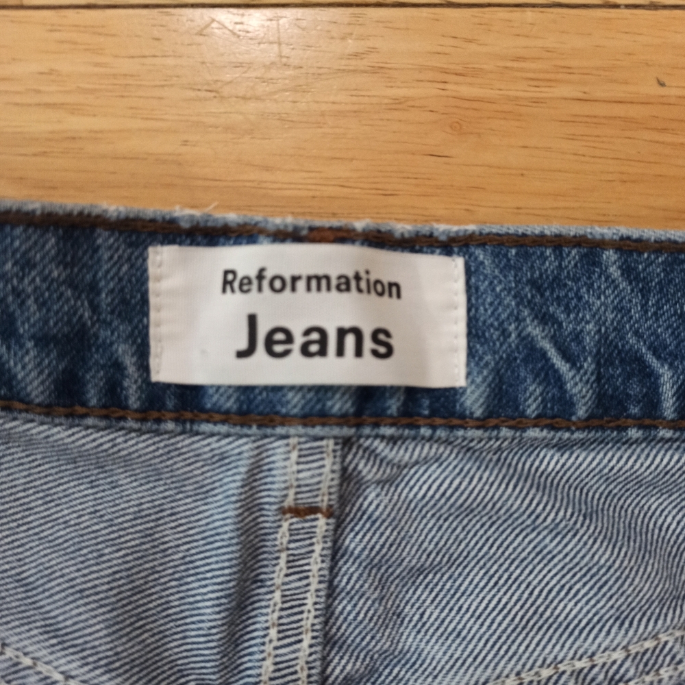 Reformation Womens High Rise Jeans Size 24x26 Blue Straight Fit Denim - Picture 5 of 16